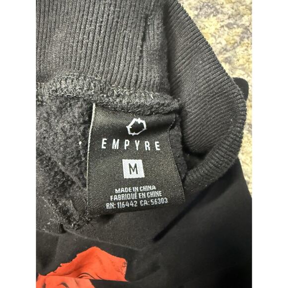 Empyre Vertirose Black Jogger Sweatpants Red Roses Size Medium - Picture 7 of 10